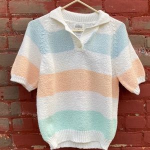 1980s vintage short sleeve chunky sweater stripes